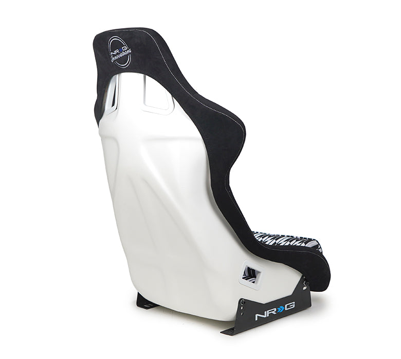 NRG Innovations FRP-302-YABA Black White Prisma Fixed Back Bucket Racing  Seat