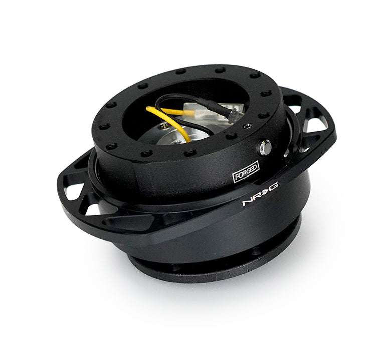 NRG Steering Wheel Quick Release 2.5 - Black/Black w/ finger grooves - –  System Motorsports