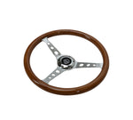 BAMBOO WOODGRAIN STEERING WHEEL CHROME DARK